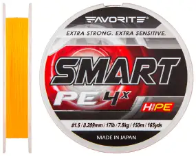 Шнур Favorite Smart PE 4x 150м (оранж.) #1.5/0.209 мм 7.8 кг
